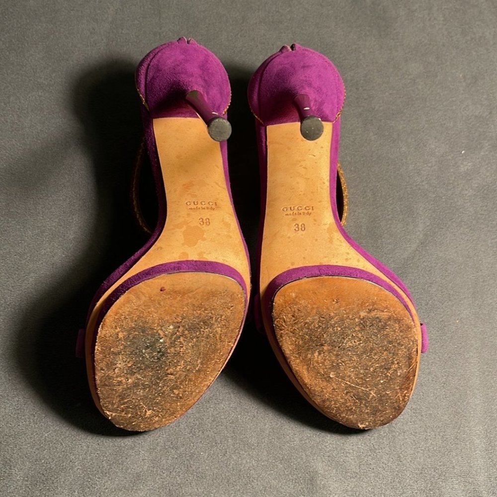 Gucci Suede And Python Sandals - image 8